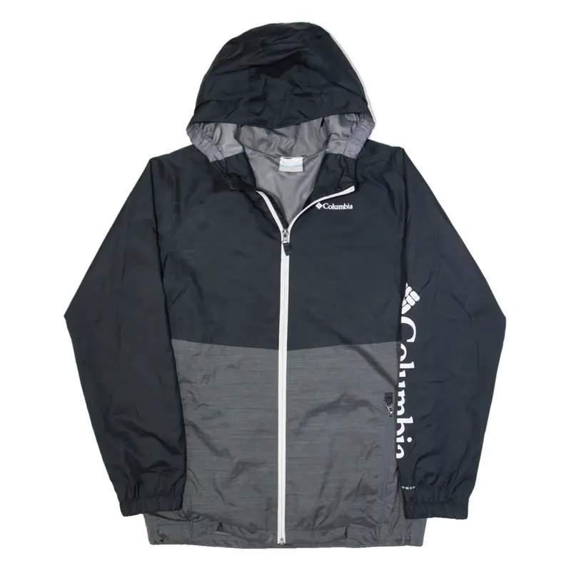 COLUMBIA Boys Rain Jacket Grey Hooded XL