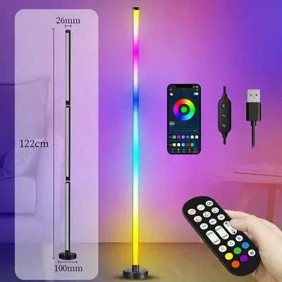 BORNERWHITE Floor Lamp, LED Corner Lamp Works with Alexa, Smart Modern Floor Lamp with Music Sync and 16 Million DIY Colors, ...