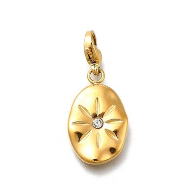 Oval 304 Stainless Steel Rhinestone Pendant Decoration
