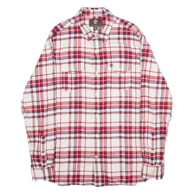 Regular Fit Mens Shirt Red 90s Plaid Long Sleeve L