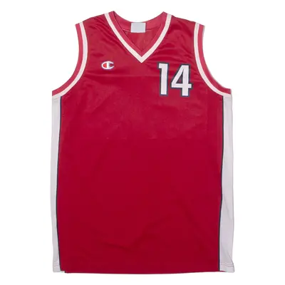 CHAMPION #14 Valais Template Basketball Boys Vest Red Sleeveless V-Neck 16Y