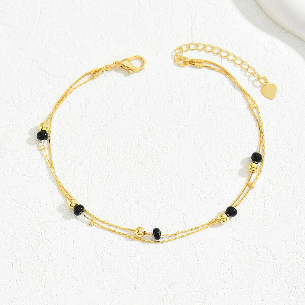 Gold Plated Brass Beads Anklets