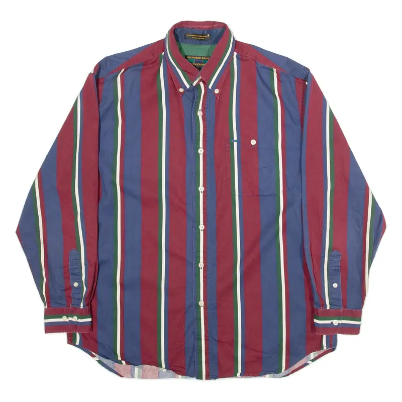 ALEXANDER JULIAN COLORS Mens Shirt Blue Striped Long Sleeve L