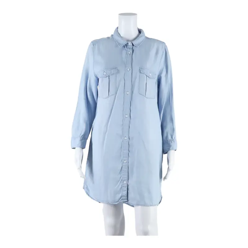 Denim Look Womens Shirt Dress Blue Knee Length 2XL