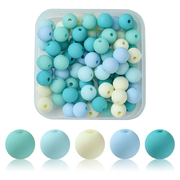 70Pcs Rubberized Style Acrylic Beads
