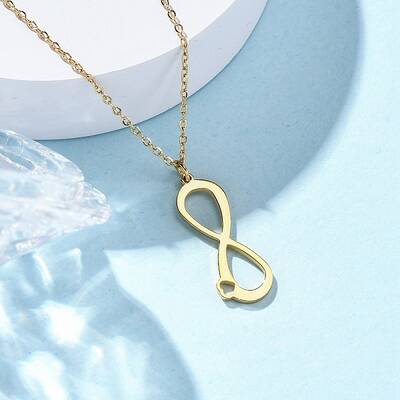 304 Stainless Steel Infinity Heart Pendant Necklaces for Women