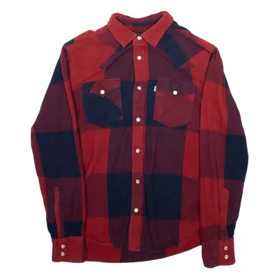 LEVI'S Mens Shirt Red Check Long Sleeve S
