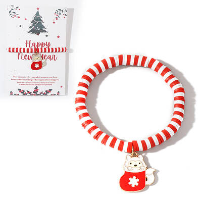 Elegant Christmas Handmade Polymer Clay Heishi Beaded Stretch Bracelets