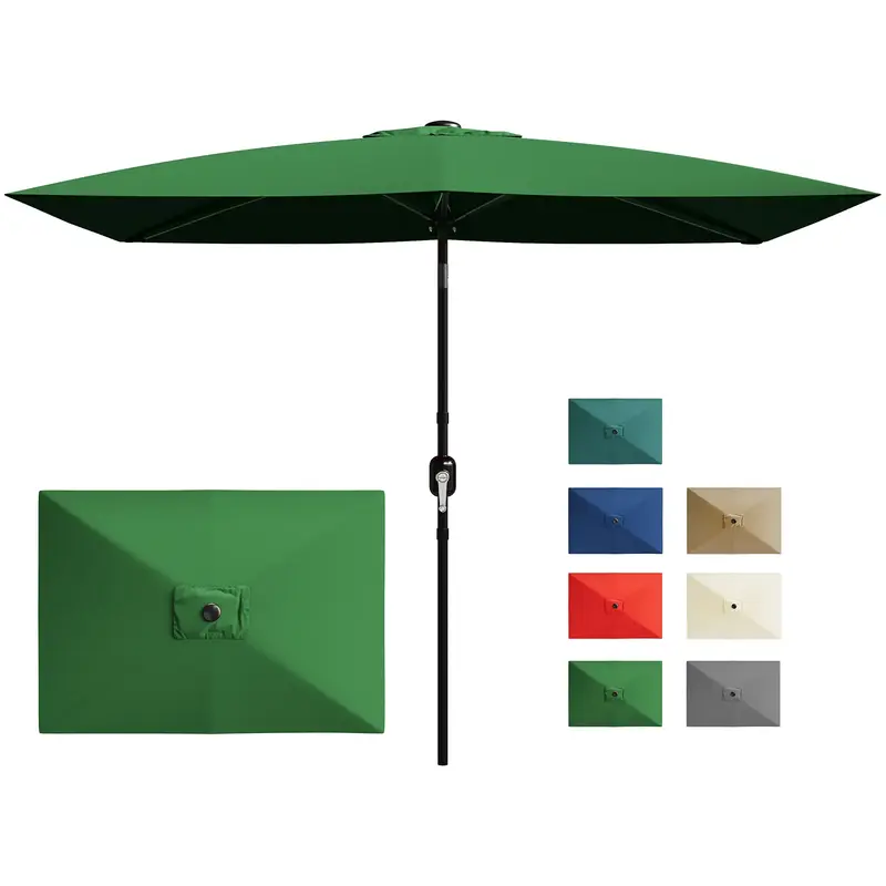 Garvee 10' x 6.5' Rectangular Patio Umbrella – Outdoor 6-Rib Market Parasol with Crank Handle & Push Button Tilt, UV Sun Sh...
