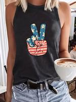 Women's American Flag & Letter Print Tank Top, Casual Sleeveless Top for Daily Wear, Ladies Clothes for All Seasons