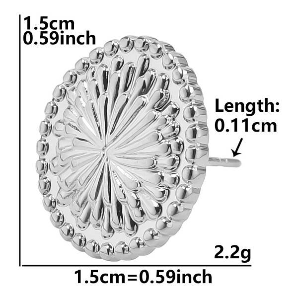Non-Tarnish Flat Round Stainless Steel Stud Earrings for Women