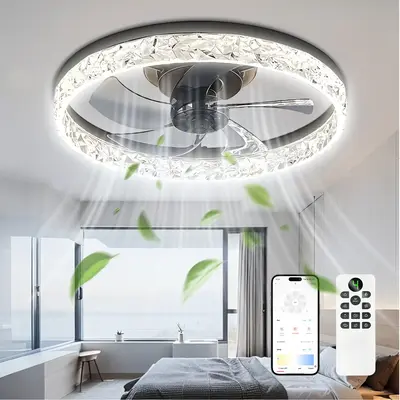 Ceiling Fan with Light – A 2-in-1 combination of LED lighting and remote-controlled fan. Customizable wind speeds, silent A...