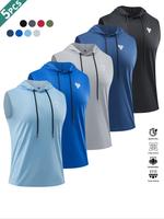 Men's Bull Head Print Hooded Sleeveless Sports Tee, Breathable Quick Drying Sports Vest, Casual Sportswear for Gym Workout Ru...