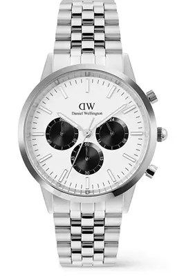 Daniel Wellington Iconic 42 Chronograph Arch 5-Link Off-White Panda Silver Dw00100872