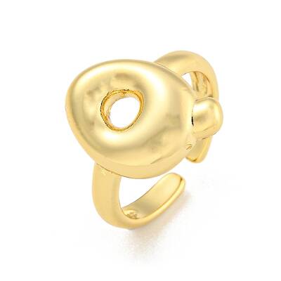 Brass Letter Open Cuff Rings for Women