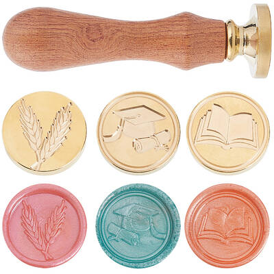 3 Styles Graduation Theme Golden Tone Brass Wax Seal Stamp Head