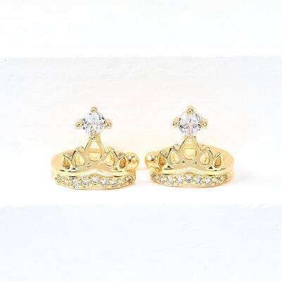 Brass Micro Pave Clear Cubic Zirconia Cuff Earrings