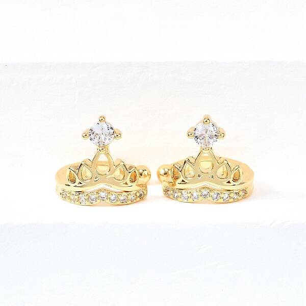 Brass Micro Pave Clear Cubic Zirconia Cuff Earrings