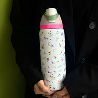 Floral Pattern Vacuum Flask, 24oz-32oz-40oz Large Capacity Insulated Water Bottle, Stainless Steel Tumbler, Drinking Cup for ...