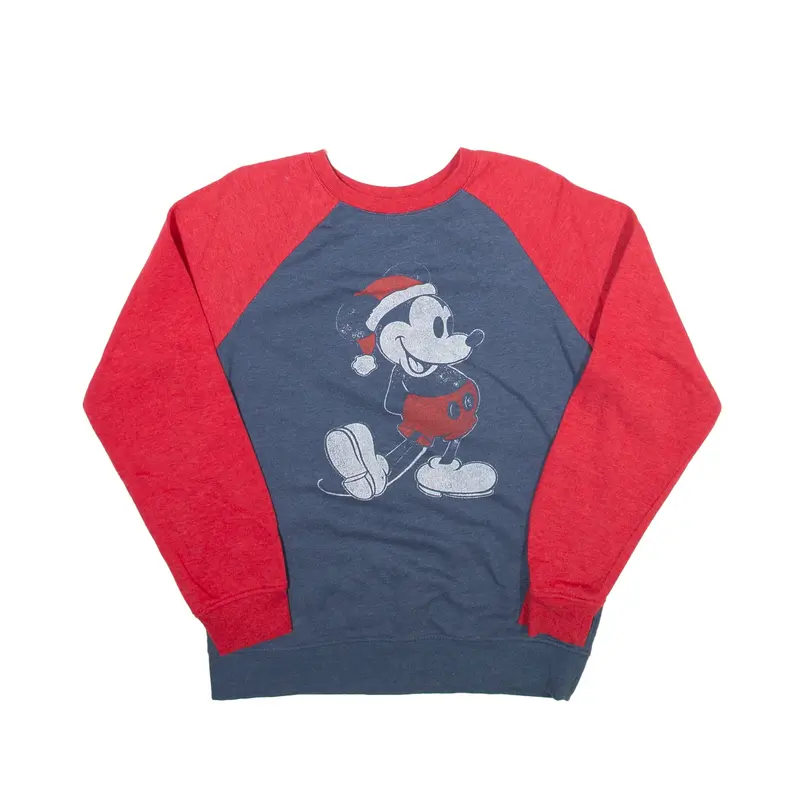 DISNEY Mickey Mouse Sweatshirt Red Crew Neck Boys XL