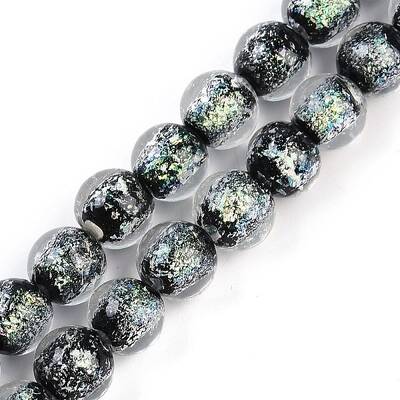 Handmade Gold Foil Lampwork Beads Strands