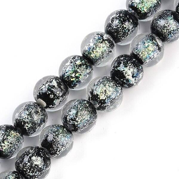 Handmade Gold Foil Lampwork Beads Strands