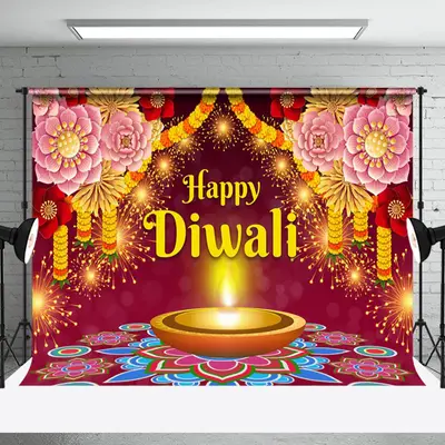Aperturee Fuchsia Mandala Elephant Oil Lamp Diwali Backdrop - Aperturee