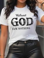 Women's Letter Print Round Neck Tee, Fashion Casual Short Sleeve T-shirt, Ladies Summer Clothes for Daily Wear