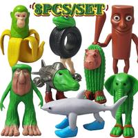 8pcs 1 Set Italian Brainrot Plastic Toy Figures Tung Tung Tung Sahur Tralalero Tralala Decorative Sculptures, Desktop Ornamen...