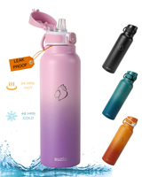 BUZIO Portable Insulated Water Bottle with Straw Lid in Summer, 12/18/32/40oz Leak Proof Stainless Steel Cups,Travel Tumblers...