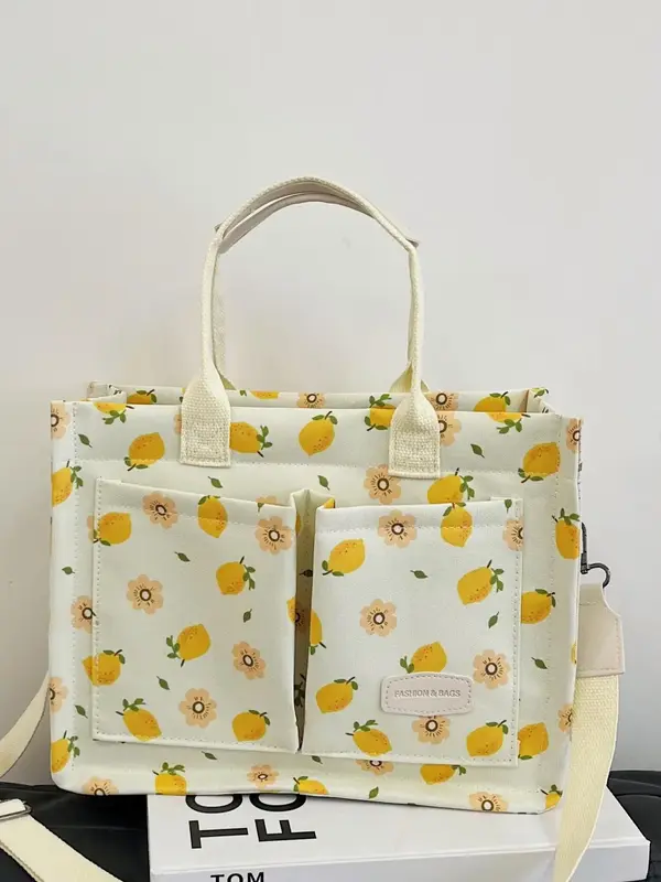 All Over Fruit Print Tote Bag, 2025 Summer Fashionable Large Capacity Shoulder Bag for LGBT Women & Girls, Casual Versatile ...
