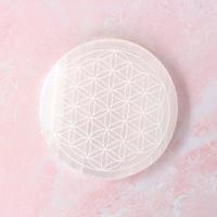Selenite Charging Plate With Flower Of Life | Charge Your Crystal Bracelets