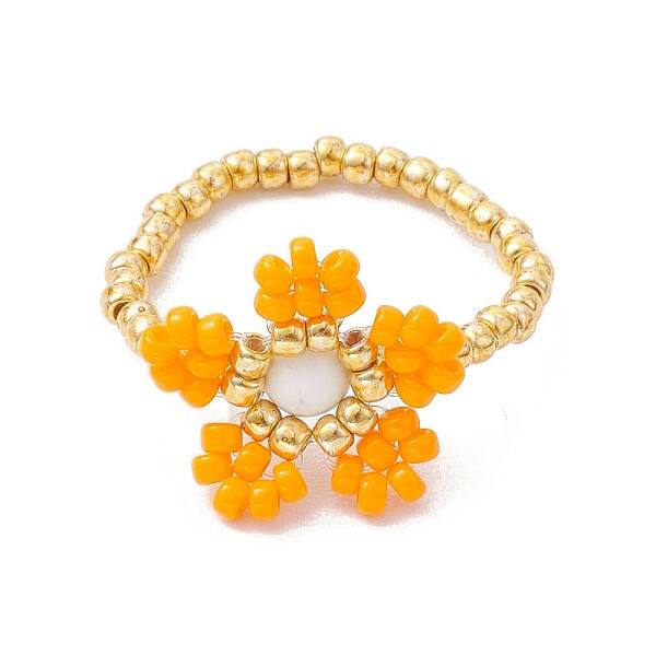 Round Seed Beads with Gemstone Beads Rings