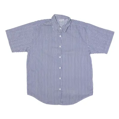 MISSA Shirt Blue 90s Pinstripe Short Sleeve Womens L