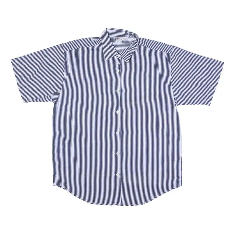 MISSA Shirt Blue 90s Pinstripe Short Sleeve Womens L