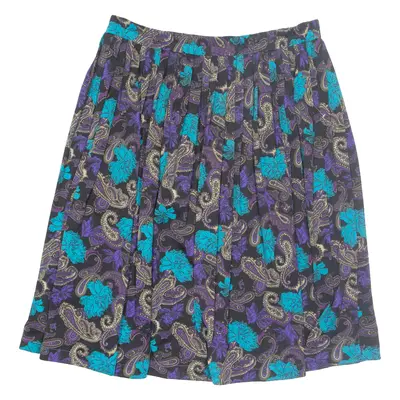 Womens Pleated Skirt Blue Midi Crazy Pattern 2XL