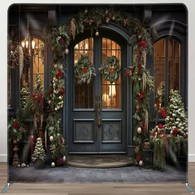 Vintage Store Xmas Trees Tension Fabric Backdrop - Aperturee