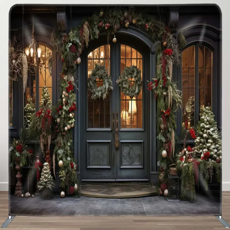 Vintage Store Xmas Trees Tension Fabric Backdrop - Aperturee