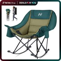 [dealsforyoudays] MOPHOTO Rocking Camping Chair,Oversized Folding Fully Padded Outdoor Lawn Chair with Cooler Bag & Side Pock...