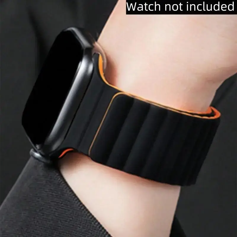 Magnetic Silicone Watch Band (Band Only), 1 Count Replacement Watch Band for Apple Watch Ultra 9 8 7 6 5 4 3 2 1 SE, Smart Wa...