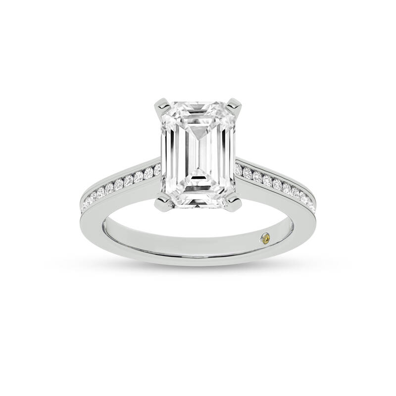 Paris Channel Set Emerald Cut Lab Diamond Engagement Ring | 14K White Gold 2 3/4 CT. TW.