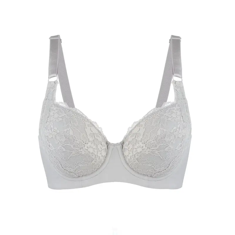 Mercury - Lace Silk & Organic Cotton Plunge Bra | Size: 38DD