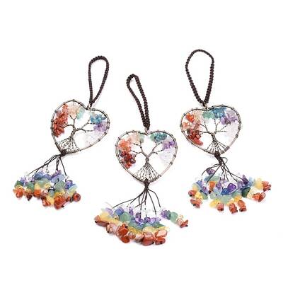Wire Wrapped Chakra Chips Natural Gemstone Big Pendant Decorations