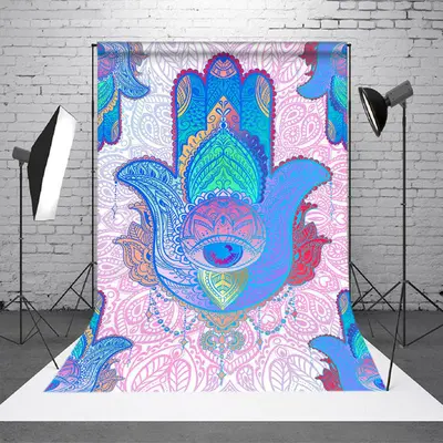 Mandala Blue Gradient Hamasa Hand Party Backdrop - Aperturee