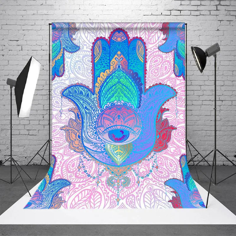Mandala Blue Gradient Hamasa Hand Party Backdrop - Aperturee