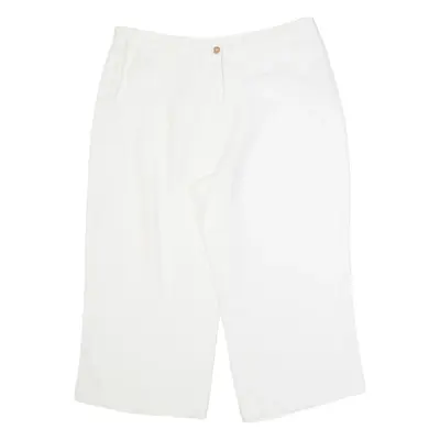 PHASE EIGHT PATSY SEDDON 3/4 Length Womens Trousers White Straight Linen W32 L21