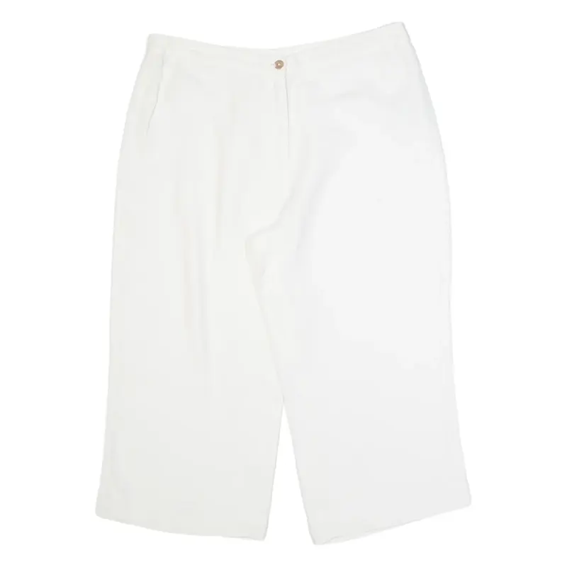 PHASE EIGHT PATSY SEDDON 3/4 Length Womens Trousers White Straight Linen W32 L21