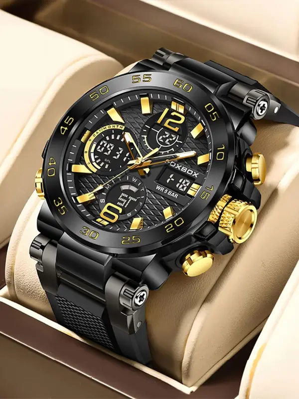 Men's Business Fashion Digital Watch As Gift, Durable Watch for Party, Daily Clothing Decor, Summer 2024 Trendy Multifuncti...