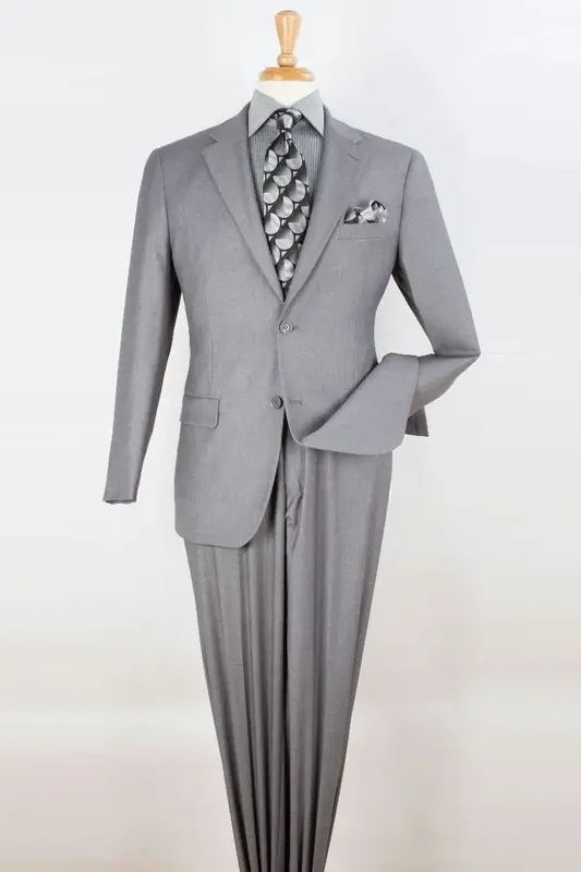 Modern Fit Two Button Men's Suit in Light Grey - Two Piece