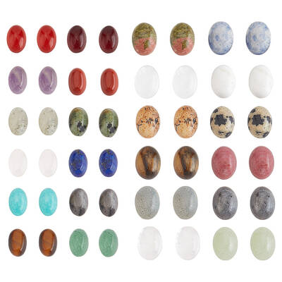 48Pcs 24 Styles Natural Mixed Gemstone Cabochons